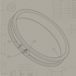 Technical drawing of a circular mechanical component with numbered annotations and surrounding measurement details.